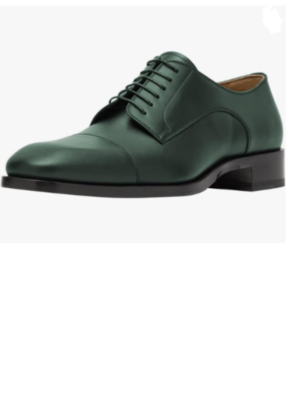 FSJ Green Men's Cap Toe Oxford Lace-up Low Stacked Heel Modern Wingtip Shoes